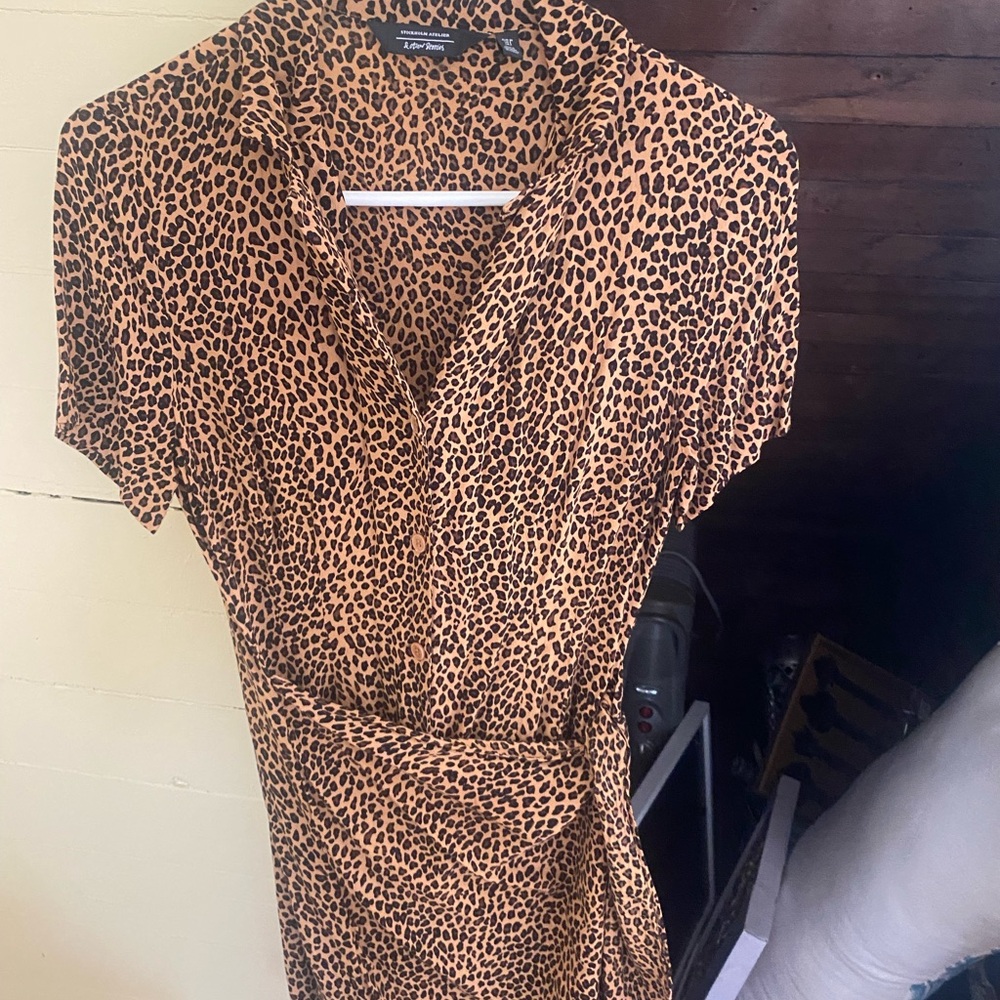 & Other Stories Brown Animal Print Midi Dress
